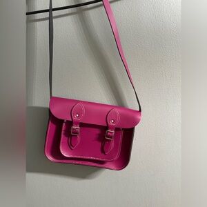 The leather satchel company messenger bag purple